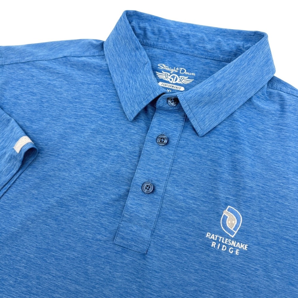 Straight Down Polo Shirt Mens XL Blue Performance Stretch Rattlesnake Ridge Golf